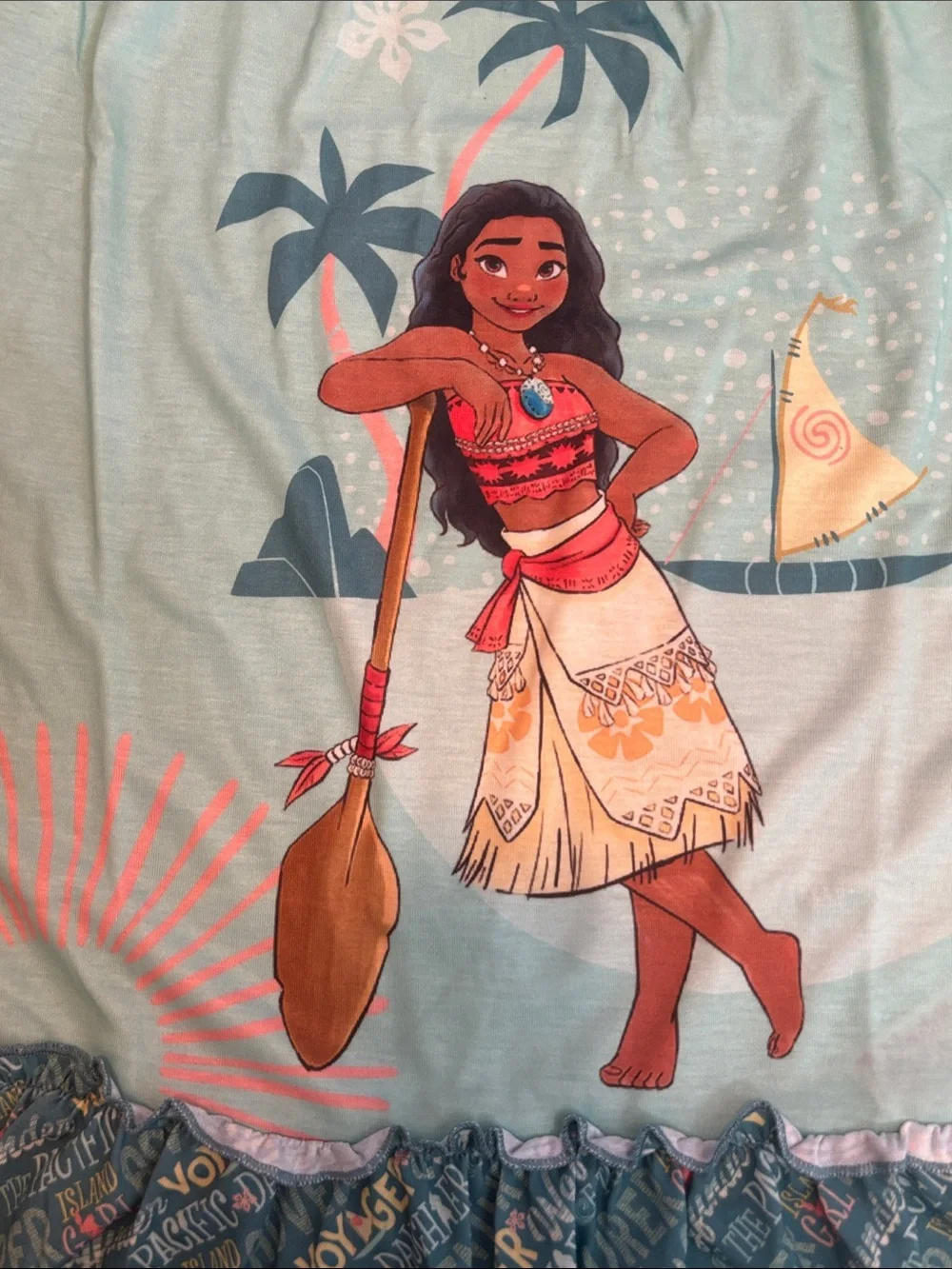 Moana Graphic Nightgown in Aqua with Coral and Tan Accents - Picture 2 of 6